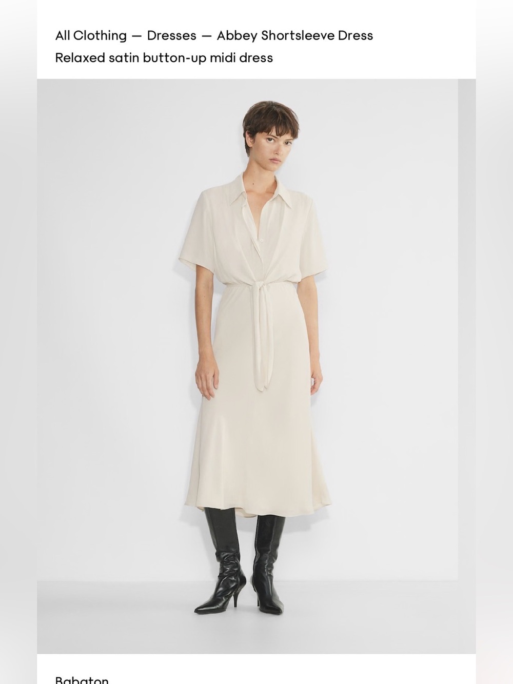 Aritzia Babaton Abbey Shortsleeved Midi Dress - Birch Cream M Medium